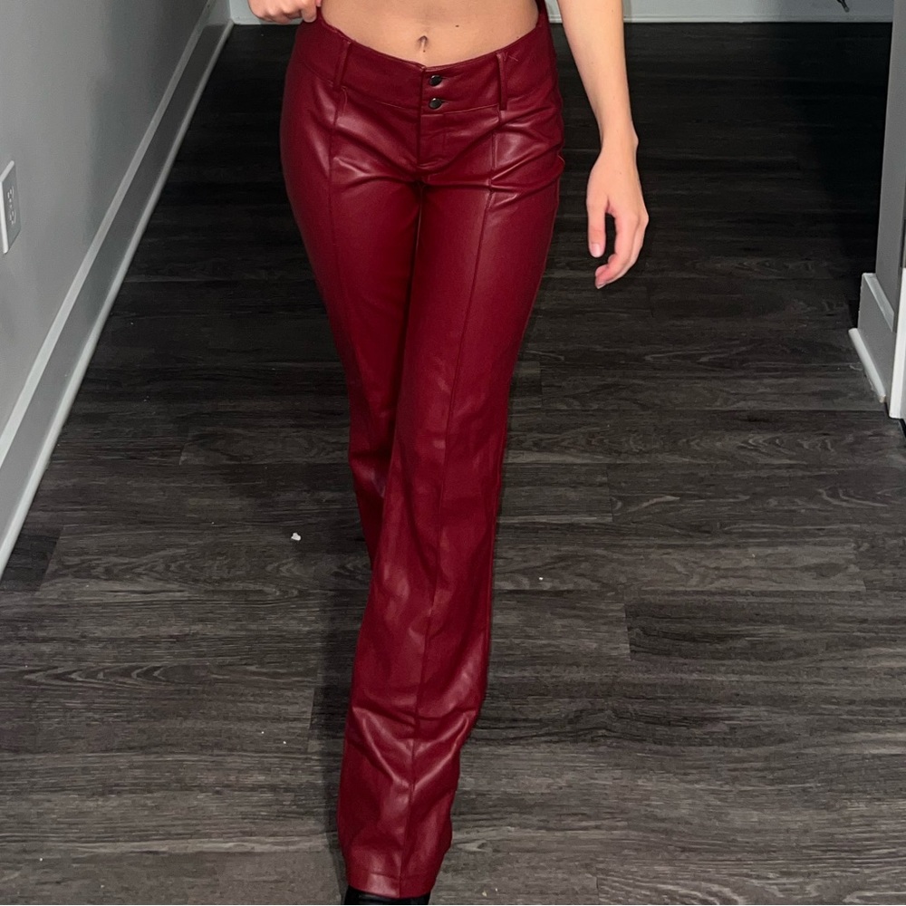 Garage Red leather pants